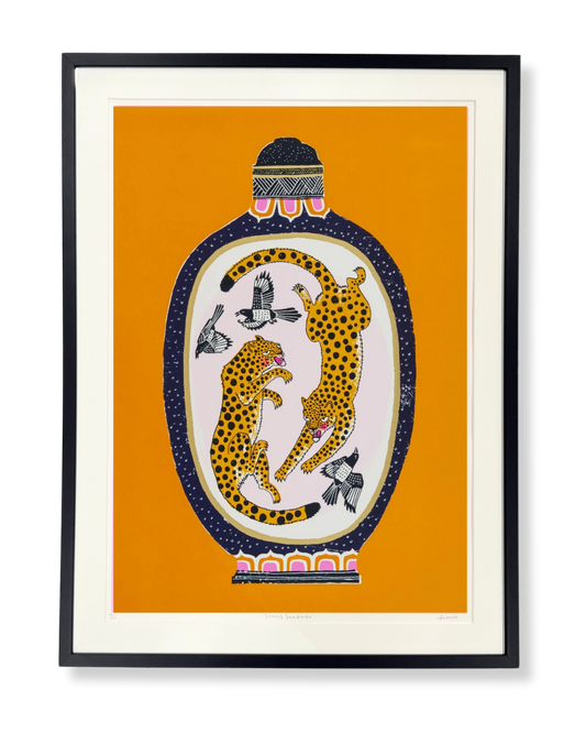 Mocking Magpies and Leaping Leopards 20/100 (framed)