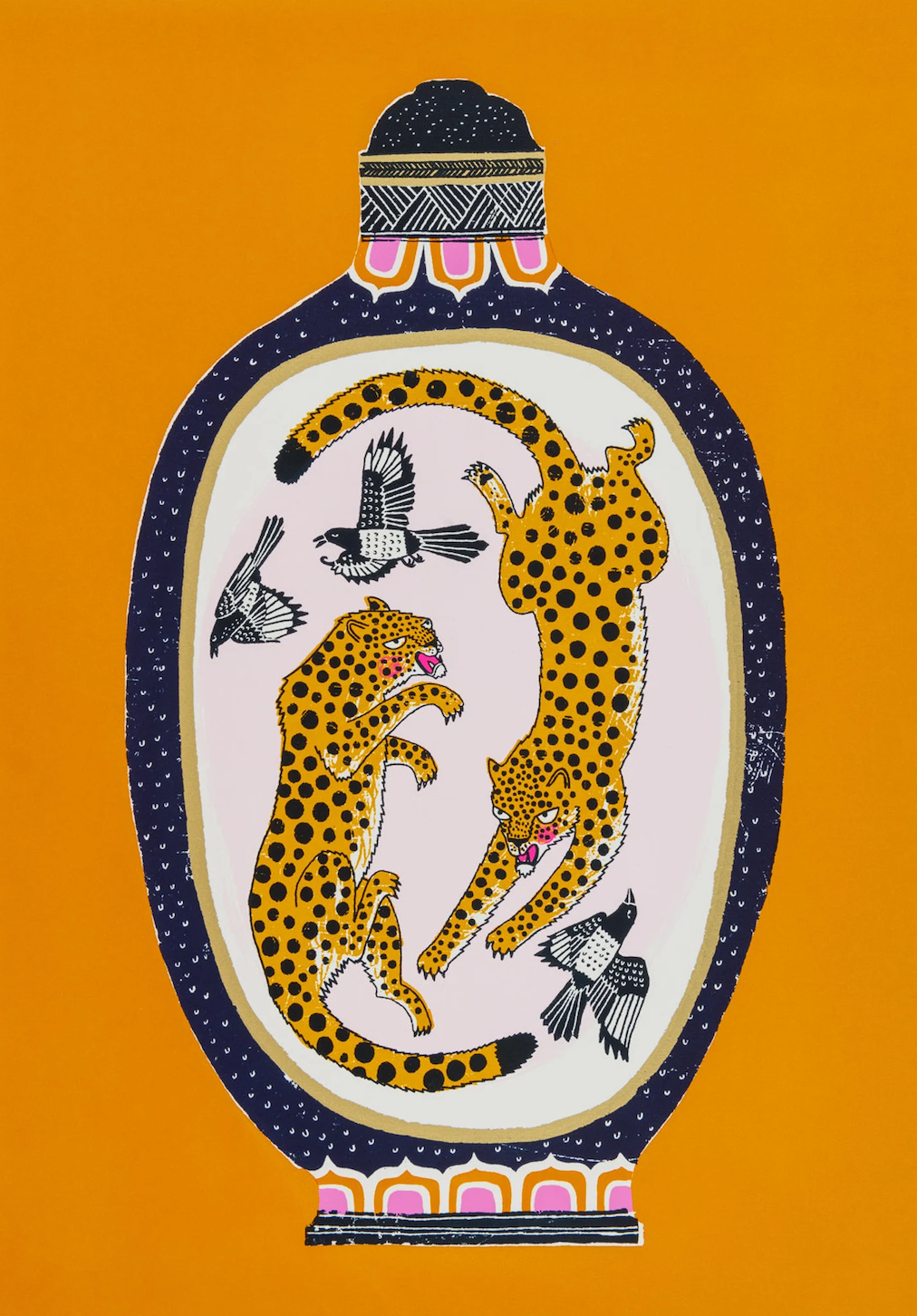 Mocking Magpies and Leaping Leopards 20/100 (framed)