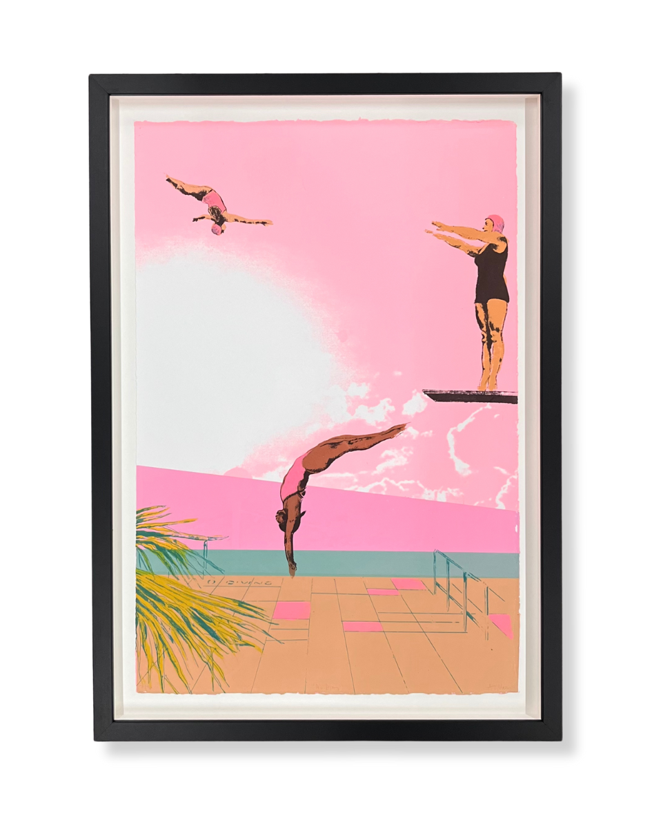 'No Diving' | Vibrant and Playful Pink Screen Print by Anna Marrow ...
